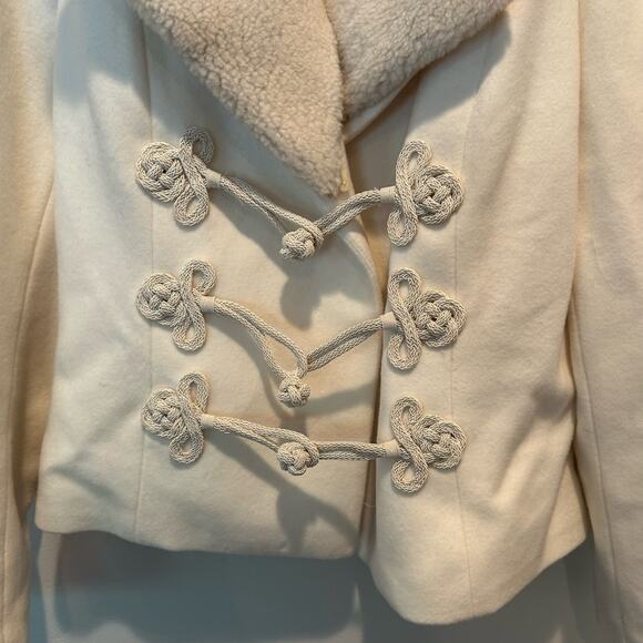 NWT Ralph Lauren Boho Norther Lights Peak Cream Wool Shearling Lined Coat L - Picture 9 of 13